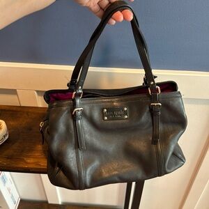 Authentic Kate Spade Park Slope Eliza bag - black with fuchsia pink interior